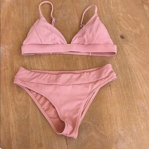 Pink Ribbed Bikini Set